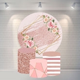 Runden Funkeln Rose Gold Blume Glücklich Geburtstag Hintergrund